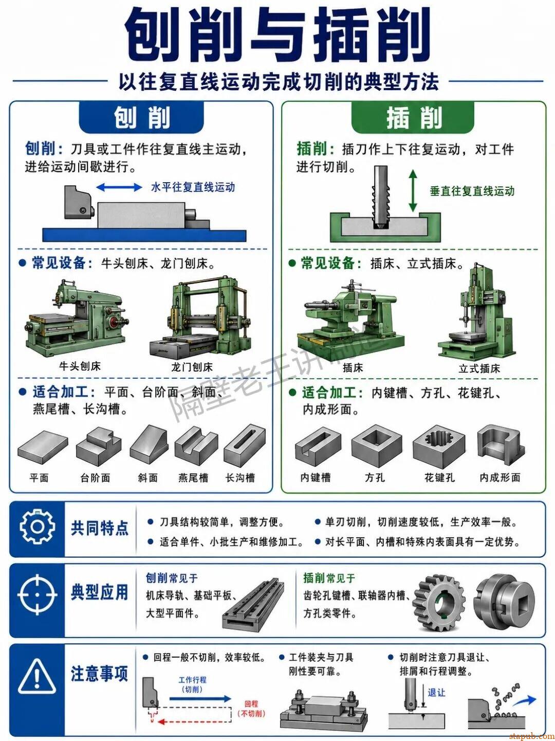 机械加工知识：车、铣、钻、镗、磨、刨、插、铸、锻、焊、热处理、钳工