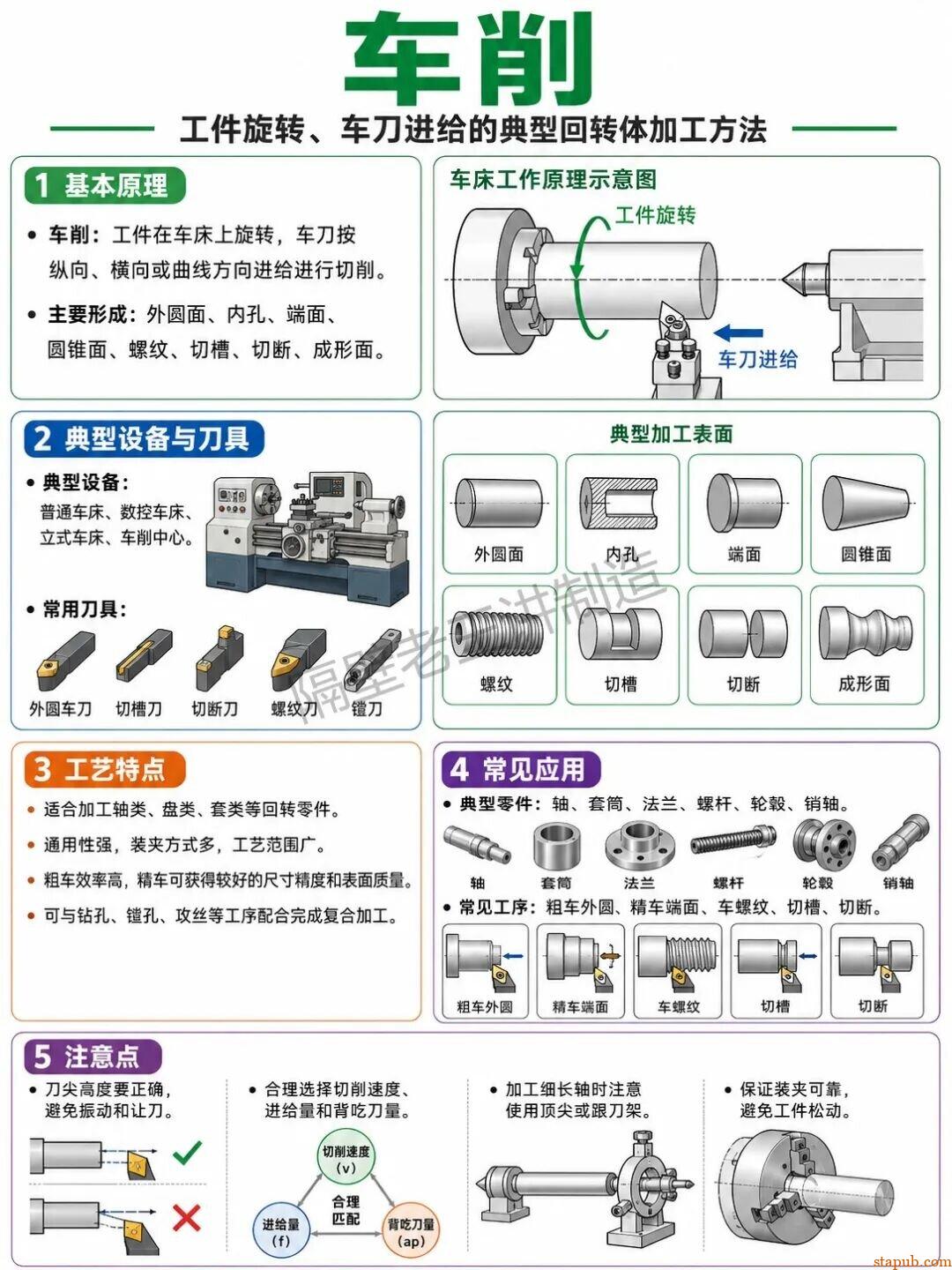 机械加工知识：车、铣、钻、镗、磨、刨、插、铸、锻、焊、热处理、钳工