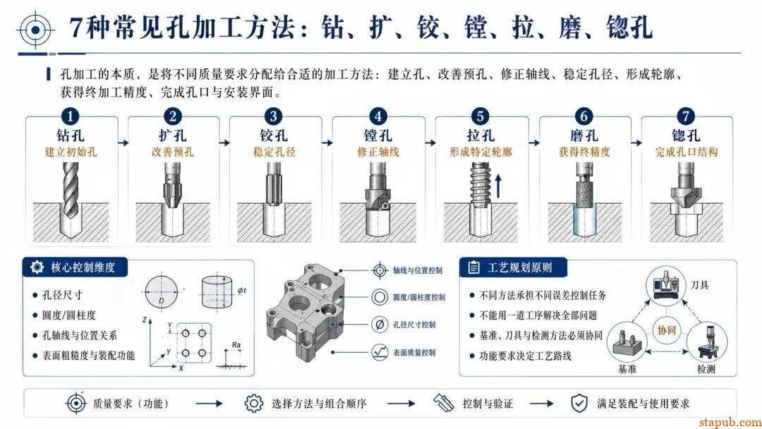 钻、扩、铰、镗、拉、磨、锪孔有什么区别?7种常见孔加工方法一次讲清 钻、扩、铰、镗、拉、磨、锪孔有什么区别?7种常见孔加工方法一次讲清